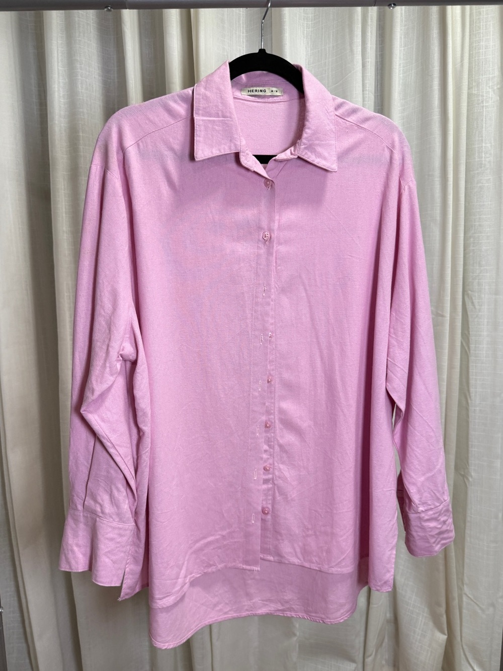Women’s Pink Button-Up Shirt - Lightweight Long Sleeve - Hering Portuguese Brand